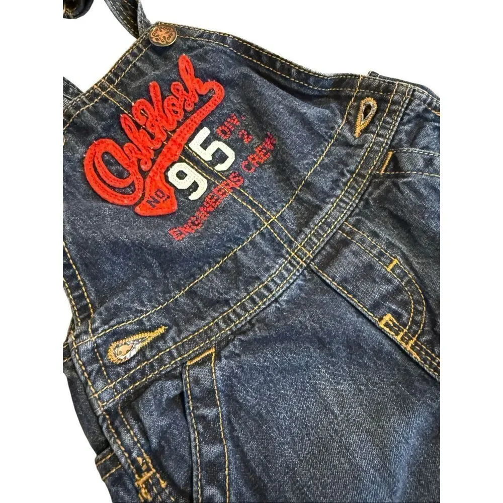 Oshkosh Denim Adjustable Overalls Coveralls Snap Bottom Baby 6 Months